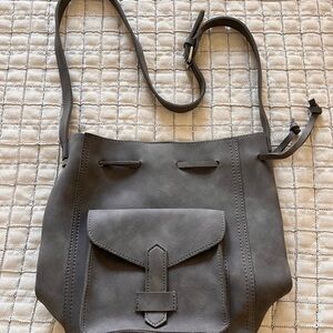 Gray Leather Crossbody Bag